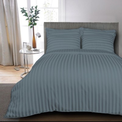 Classic Home 250 TC Polyester Single Striped Flat Bedsheet(Pack of 1, Grey)