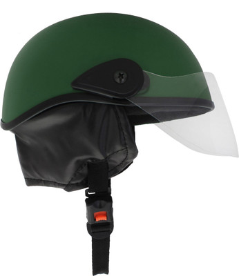 Western Era Half Helmet Clear Visor for Men & Women Safety & Comfort Stylish Enhanced Design Motorbike Helmet(Green Matte)