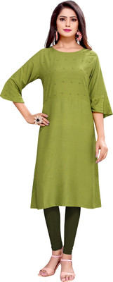 Winza Designer Women Self Design Straight Kurta(Light Green)