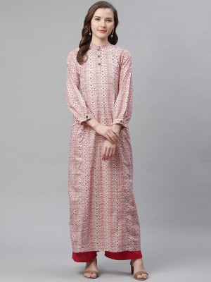 DIVENA Women Printed A-line Kurta(Pink)