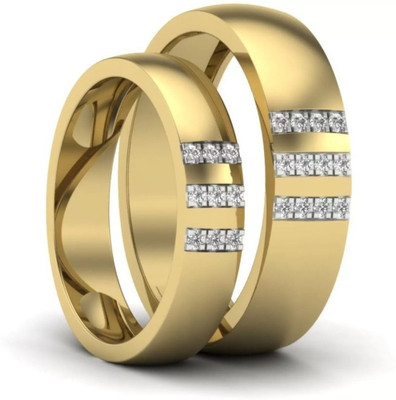 Silver Creations Adjustable Couple band ring Alloy Cubic Zirconia Gold Plated Ring Set