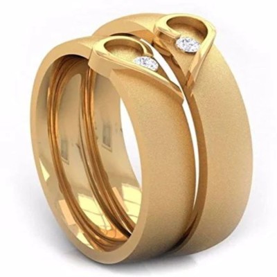 Silver Creations ADJUSTABLE COUPLE ring set Alloy Cubic Zirconia Gold Plated Ring Set