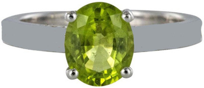 KUNDLI GEMS Peridot Ring Natural Peridot Stone Original Stone Lab Certified & Astrological Stone Peridot Silver Plated Ring