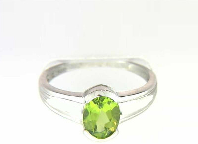 RATAN BAZAAR Peridot ring Natural stone peridot 5.00 carat stone unheated & untreated certified and Astrological Purpose for unisex Stone Peridot Silver Plated Ring