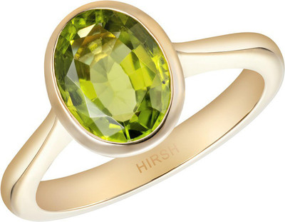 KUNDLI GEMS Peridot stone Ring Natural Stone Peridot Astrological & Lab Certified Stone Peridot Gold Plated Ring