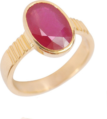 KUNDLI GEMS Stone Ruby Gold Plated Ring
