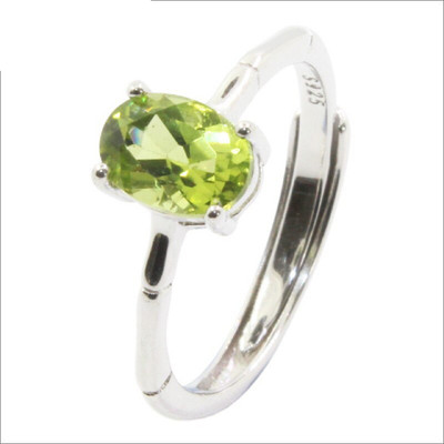KUNDLI GEMS Peridot Ring Natural Peridot Stone Original Stone Lab Certified & Astrological Stone Peridot Silver Plated Ring