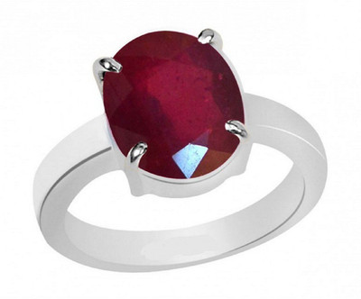 KUNDLI GEMS Stone Ruby Silver Plated Ring