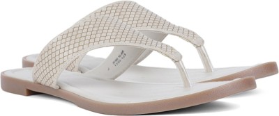 Bata Women Flats(White, Silver , 5)