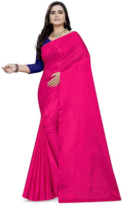Aarvi impax Solid/Plain Bollywood Silk Blend Saree(Beige)