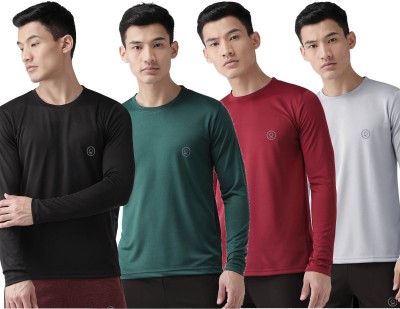 CHKOKKO Solid Men Round Neck Multicolor T-Shirt