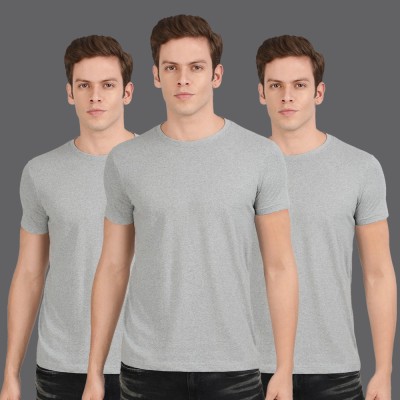 SCOTT INTERNATIONAL Solid Men Round Neck Grey T-Shirt