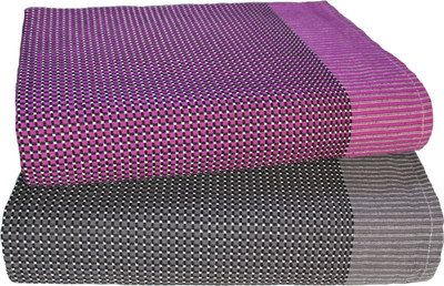 Tharunsha Elite Checkered Single AC Blanket for  Mild Winter(Cotton, VIOLET,BLACK)