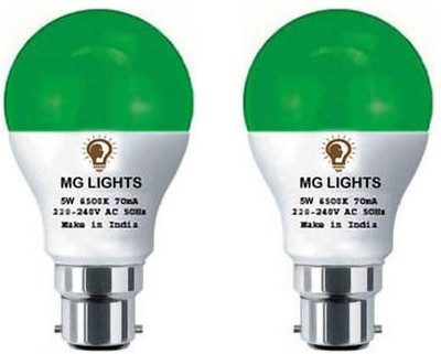mg lights 5 W Basic Arbitrary B22 LED Bulb(Green, Pack of 2)