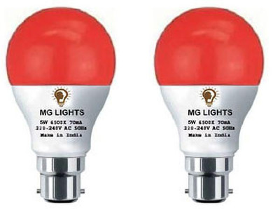 mg lights 5 W Basic Arbitrary B22 LED Bulb(Red, Pack of 2)