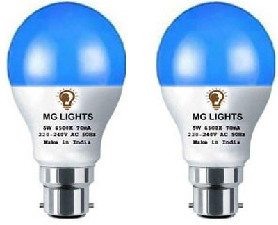 mg lights 5 W Basic Arbitrary B22 LED Bulb(Blue, Pack of 2)