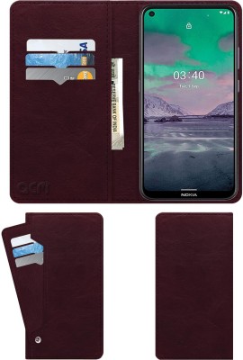 ACM Flip Cover for Nokia 3.4(Maroon, Cases with Holder, Pack of: 1)