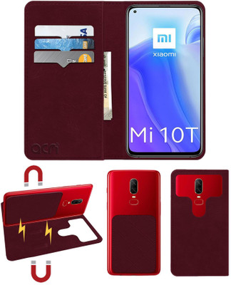 ACM Flip Cover for Xiaomi Mi 10T 5G(Maroon, Cases with Holder, Pack of: 1)
