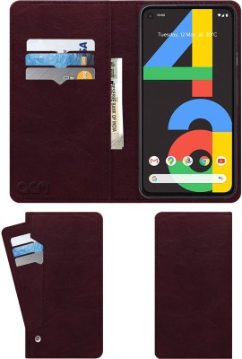 ACM Flip Cover for Google Pixel 4A(Maroon, Cases with Holder, Pack of: 1)