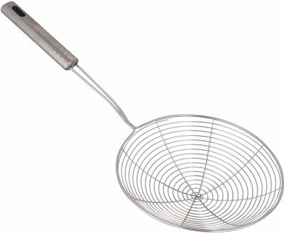 Passion Bazaar Premium Quality Stainless Steel Deep Fry Strainer Jhara Jhaari for Oil Frying Mesh Strainer for Professional Grade Handle Skimmer Spoon/Ladle for Frying (Pack of 1,Puri Strainer-12cm) Strainer(Steel Pack of 1)