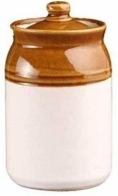 Gunatit Enterprise Ceramic Pickle Jar  - 250 ml(White, Brown)