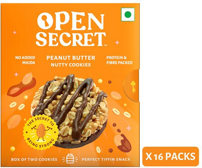 Open Secret 32 Healthy Peanut Butter no added maida cookies|2 cookies per box(16 x 25 g)