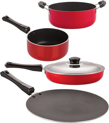 NIRLON CT12_FP12_SP(B)_CS22 Non-Stick Coated Cookware Set(PTFE (Non-stick), Aluminium, 4 - Piece)