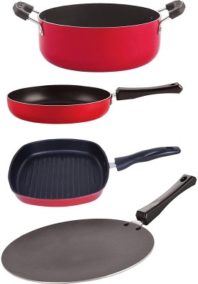 NIRLON CT12_FP11_GP22.5_CS24 Non-Stick Coated Cookware Set(PTFE (Non-stick), Aluminium, 4 - Piece)