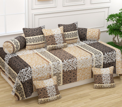 CASTIQA Cotton Damask Diwan Set(Beige)