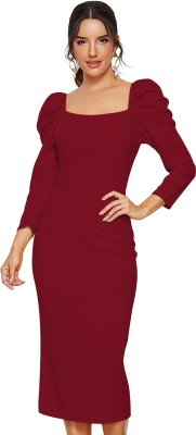 ILLI LONDON Women Bodycon Maroon Dress