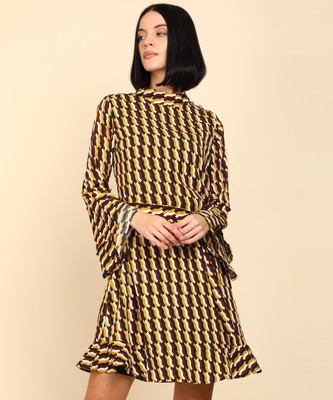 Tokyo Talkies Women A-line Multicolor Above Knee/Mid Thigh Length Dress