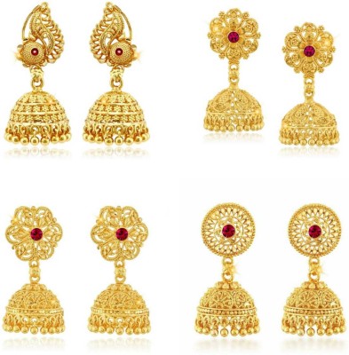 VIGHNAHARTA Party and Wedding wear 1gm Gold Plated Jhumki Earring Combo set for Women and Girls - (Pack of- 4 Pair Jhumki Earring) Alloy Jhumki Earring