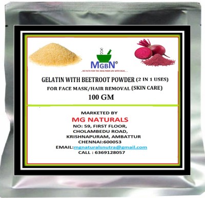 MGBN GELATIN WITH BEETROOT POWDER (2 IN 1 USES) FOR FACE MASK/HAIR REMOVAL (SKIN CARE) 100 GM(100 g)