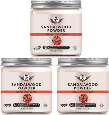 7 FOX Natural & Organic Sandalwood (Chandan) Powder For Skin Glowing & Fairness-100GM-Packof-3-Jar-(300 g)