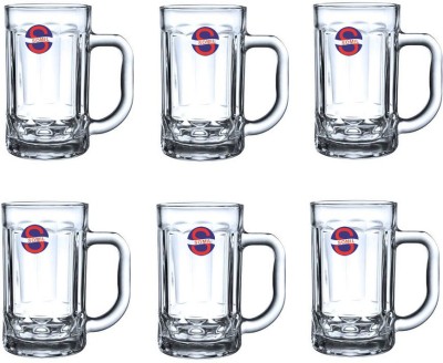 AFAST (Pack of 6) New Stylish Designer Bear/Juice Multipurpose Glass/Mug with Easy Grip Handle, Transparent, Clear, Set of 6-D35 Glass Set(415 ml, Glass)