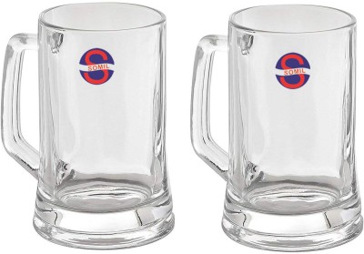 AFAST (Pack of 2) New Stylish Designer Bear/Juice Multipurpose Glass/Mug with Easy Grip Handle, Transparent, Clear, Set of 2-D27 Glass Set Water/Juice Glass(415 ml, Glass, Clear)