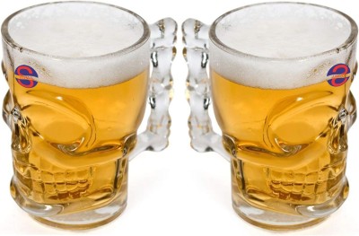 AFAST (Pack of 2) New Stylish Designer Bear/Juice Multipurpose Glass/Mug with Easy Grip Handle, Transparent, Clear, Set of 2-D12 Glass Set Beer Glass(415 ml, Glass, Clear)