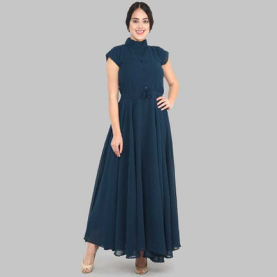 Vastani Enterprise Flared/A-line Gown(Blue)
