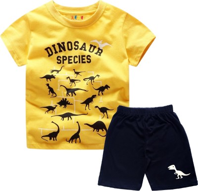 KIDDY STAR Boys & Girls Casual T-shirt Shorts(Yellow)