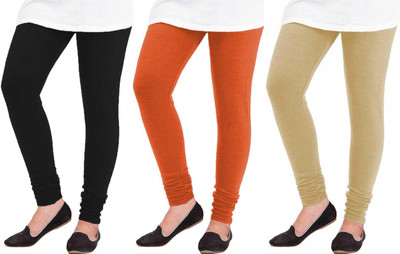 Swastik Stuffs Western Wear Legging(Black, Orange, Beige, Solid)
