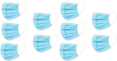 Suchi CE and ISO Certified 3 Ply with soft ear loops 654 Surgical Mask With Melt Blown Fabric Layer(Blue, Free Size, Pack of 10, 3 Ply)