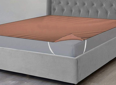 KUBER INDUSTRIES Elastic Strap King Size Mattress Cover(Brown)