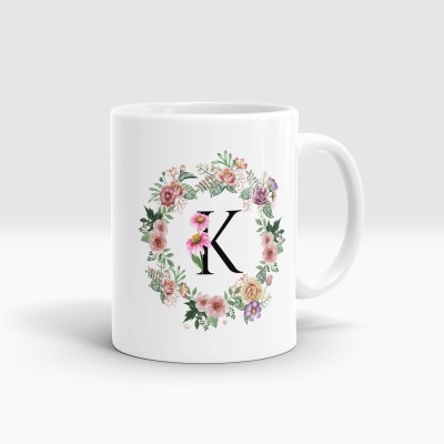 Gift Arcadia Letter K Flower Alphabet CoffeeMug | Best Gift for your Loved Once on their Special Day Ceramic Coffee Mug(330 ml)