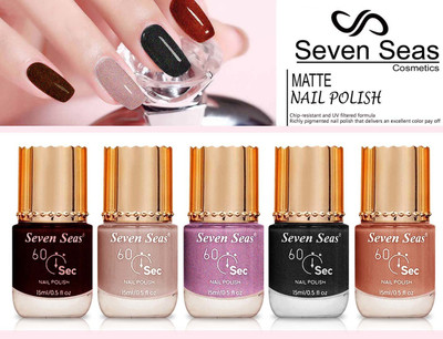 Seven Seas New velvet 60-sec Matte Finish Perfect Nail Polish Combo set 5 combo2(Pack of 5)