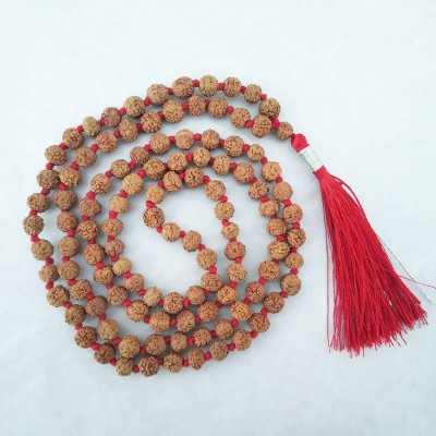 Ganga Creations 5 Mukhi Rudraksha Japa Mala for Pooja and Japa Rudraksha Mala 108 + 1 Beads Prayer Beads Mala 6.00 mm Wood Necklace