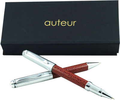 auteur Premium Zen Brown Color Leather Finish Metal Body Signature Series Roller & Ball Pen Gift Set(Pack of 2, Ink Color - Blue)