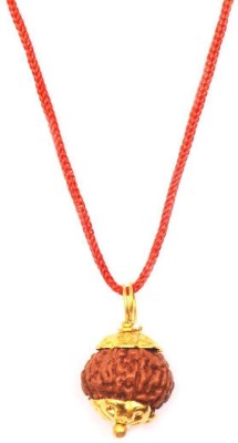 Takshila Gems Natural 8 Face Rudraksha Pendant (8 Mukhi Rudraksha Pendant) in Brass Metal Caps Lab Certified, 8 Face Rudraksha Locket Wood Pendant