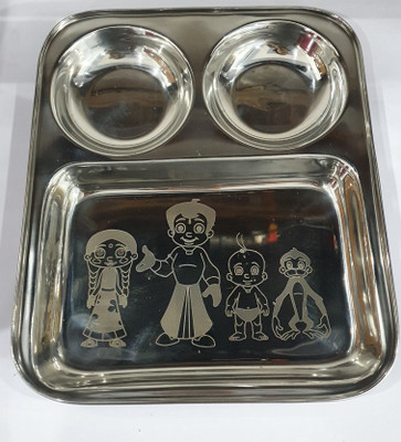 PARDEEP KHERA KIDS PLATE PARTITION 3 IN 1CHOTA BHEEM CARTOON SET OF 2 Dinner Plate