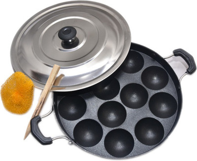 DTM super appam patra with lid and handle/ kulipaniyaram pan nonstick/ appe/ aapee Paniarakkal with Lid 1 L capacity 22 cm diameter(Aluminium, Non-stick)