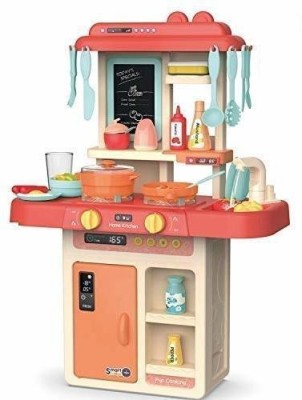 himanshu tex 36-Piece Kitchen Playset, with Realistic Lights & Sounds, Play Sink with Running Water,Dessert Shelf Toy & Kitchen Accessories Set